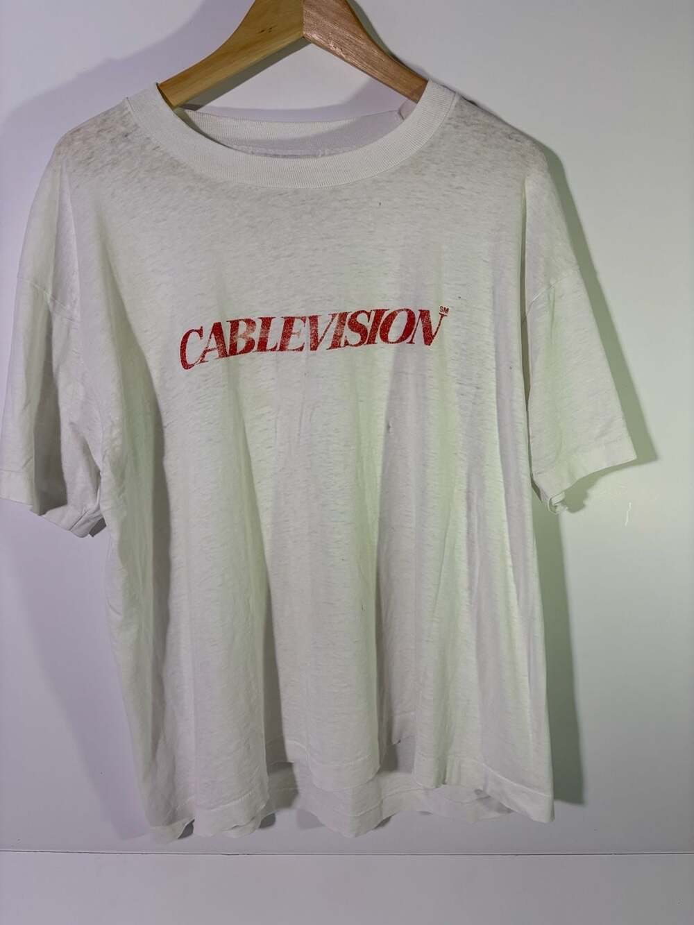 Screen Stars Best Cablevision T-Shirt Size XL White Single Stitch